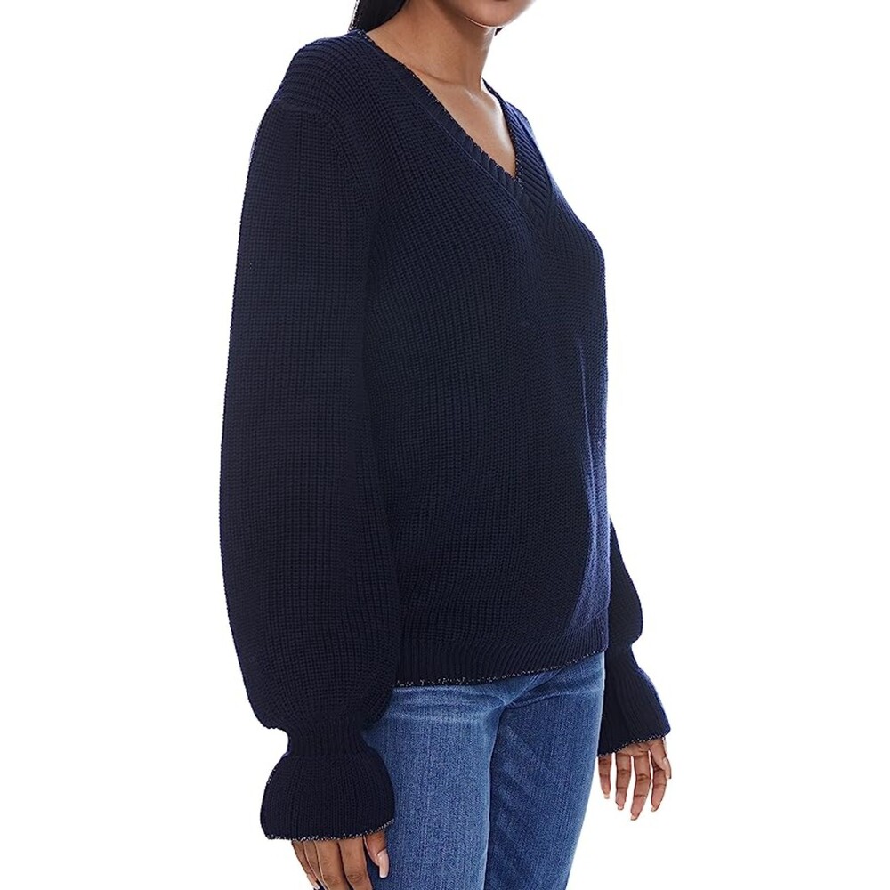 Gil' B Midweight Knitted V Neck Bell Sleeve Sweater Sz M